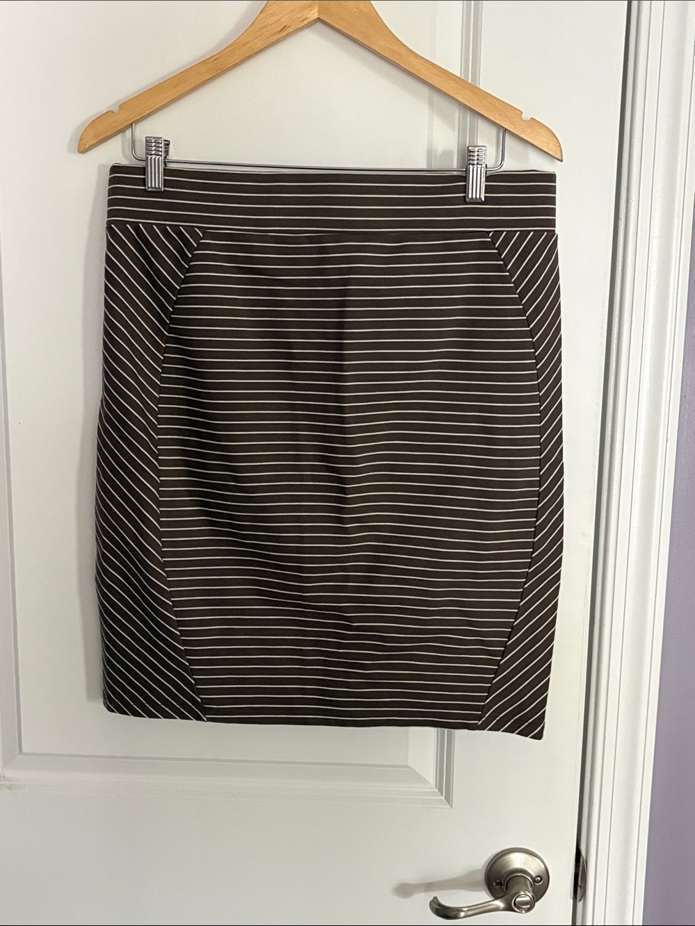 Toad&Co Brown Pencil Skirt with White Pinstripes